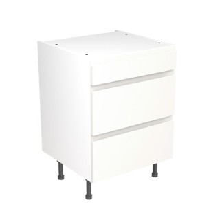 Flatpack Three Drawer Base Unit J-pull Super Gloss White 600mm - FKKJ0006