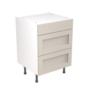 Flatpack Three Drawer Base Unit Shaker Ultra Matt Light Grey 600mm - FKKH0706