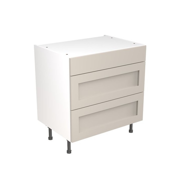 Flatpack Three Drawer Base Unit Shaker Ultra Matt Light Grey 800mm - FKKH0707