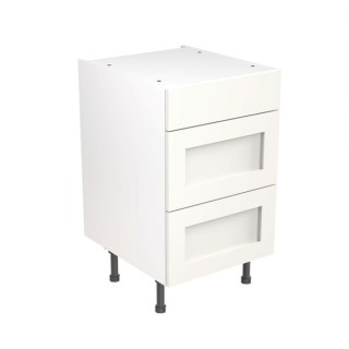 Flatpack Three Drawer Base Unit Shaker Ultra Matt White 500mm - FKKH0541