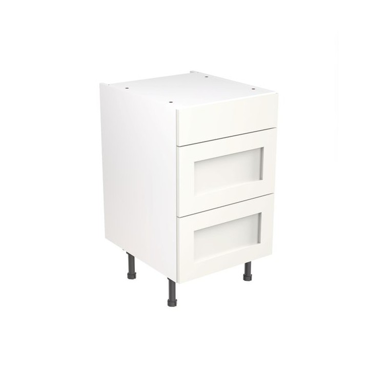 Flatpack Three Drawer Base Unit Shaker Ultra Matt White 500mm - FKKH0541