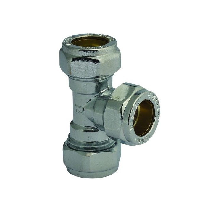 Equal Tee Chrome Compression 22mm