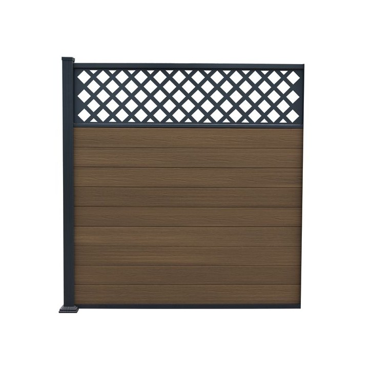 Piranha Brown Cedar 6ft Bolt-Down Composite Fence Kit 6ft Incl Diagonal Trellis