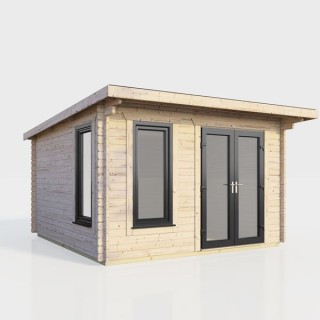 12 x 10 Power Pent Log Cabin Right Doors