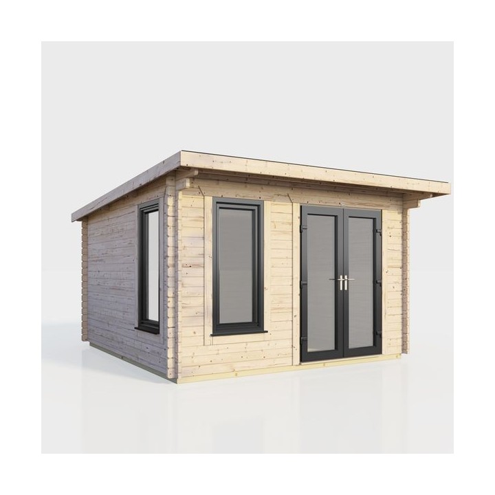 12 x 10 Power Pent Log Cabin Right Doors