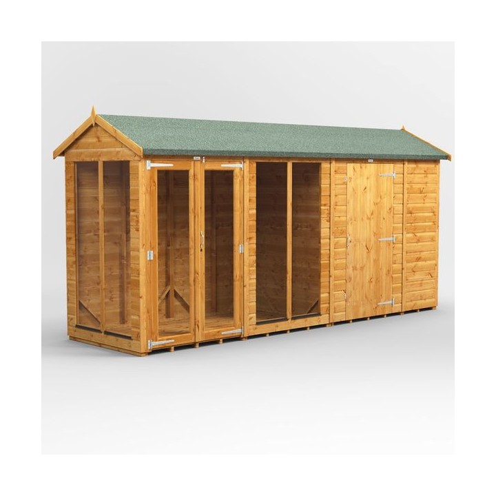 14 x 4 Power Apex Summerhouse With 6ft Side Store