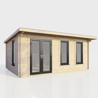 18 x 10 Power Pent Log Cabin Left Doors