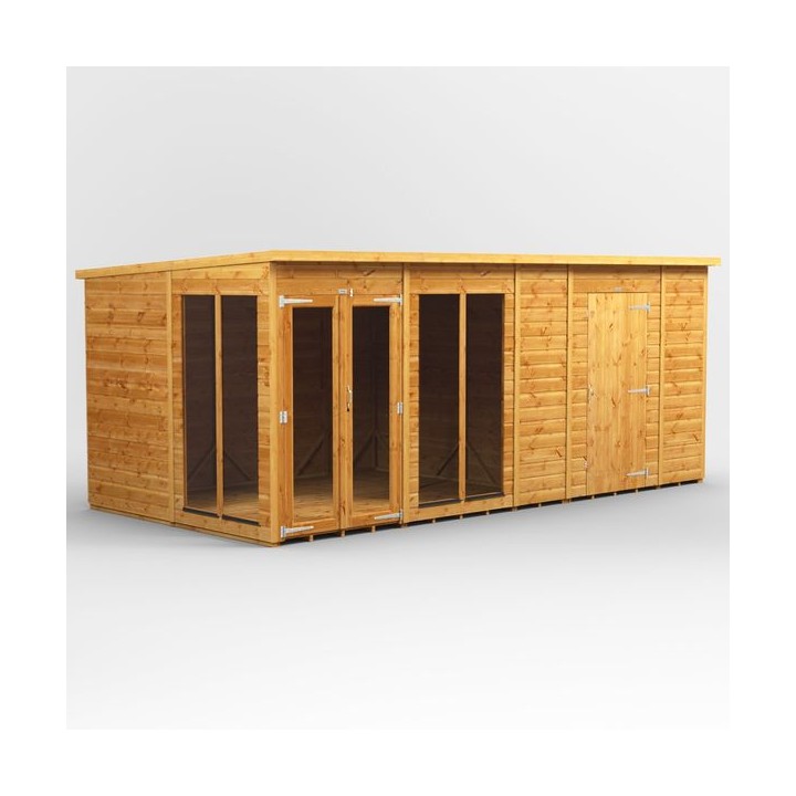 16 x 8 Power Pent Summerhouse With 6ft Side Store