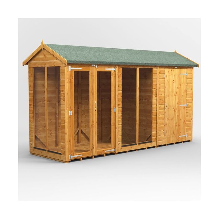 12 x 4 Power Apex Summerhouse With 4ft Side Store