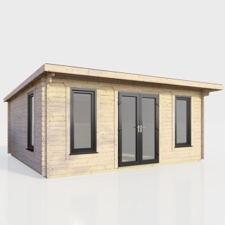 18 x 14 Power Pent Log Cabin Centre Doors