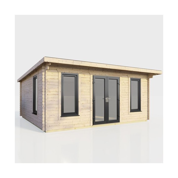 18 x 14 Power Pent Log Cabin Centre Doors