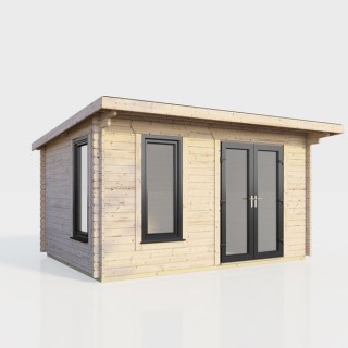 14 x 8 Power Pent Log Cabin Right Doors