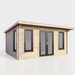 16 x 10 Power Pent Log Cabin Centre Doors