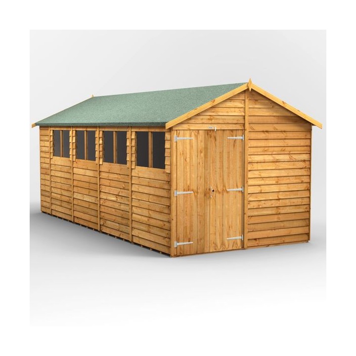 18 x 8 Power Overlap Apex Double Door Shed