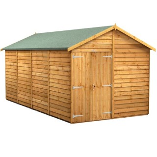 16 x 8 Power Overlap Apex Windowless Double Door Shed
