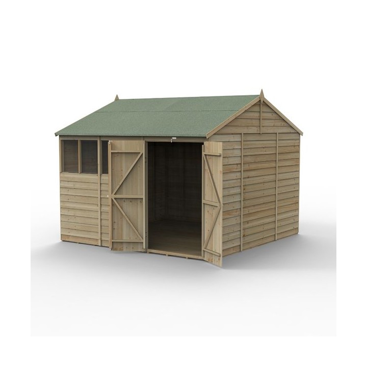 4LIFE Reverse Apex Shed 10 x 10 - Double Door - 4 Windows