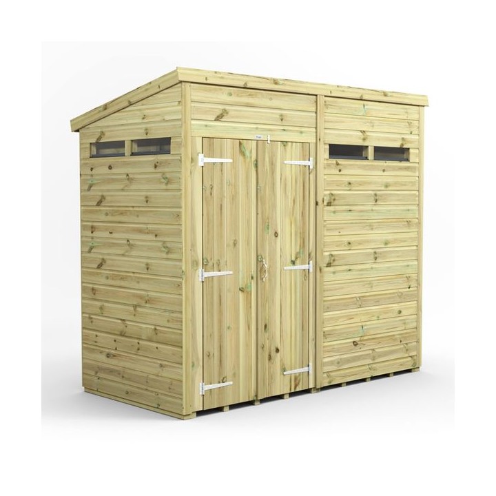 8x4 Premium Powersheds Security Pent Double Doors