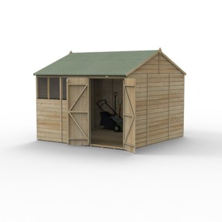 Beckwood 10x10 Reverse Apex Shed 4 Windows Double Door