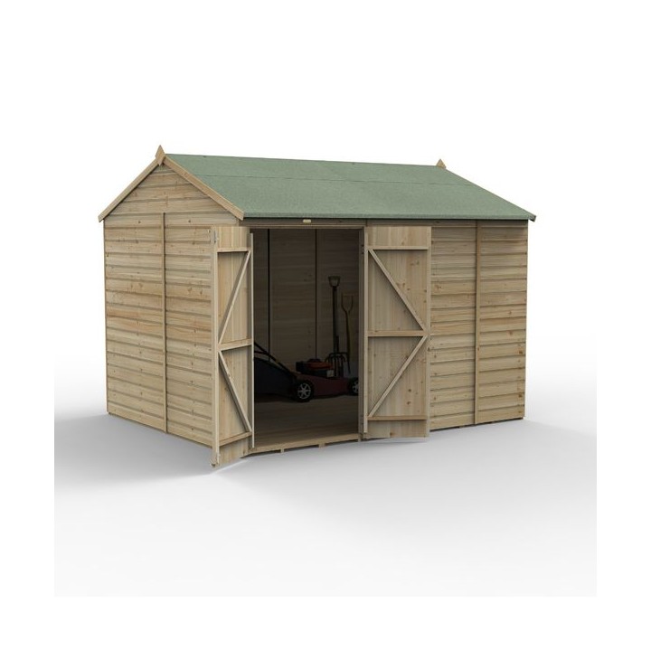 Beckwood 10x8 Reverse Apex Shed No Windows Double Door