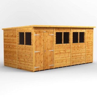 14 x 8 Power Pent Double Door Garden Shed