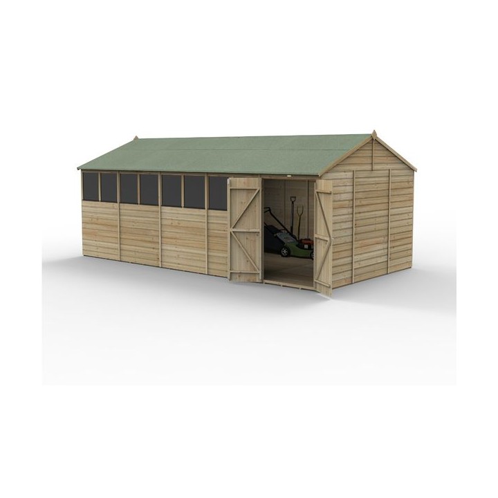 Beckwood 20x10 Reverse Apex Shed 8 Windows Double Door