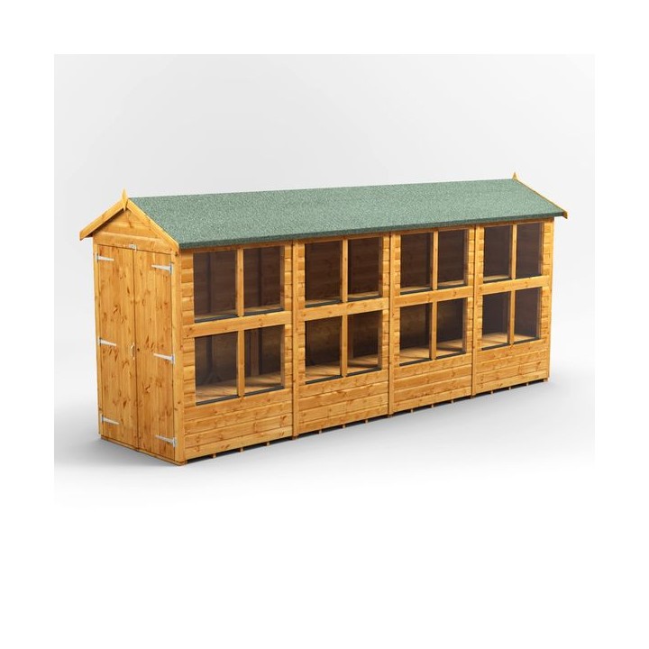 16 x 4 Power Apex Double Door Potting Shed