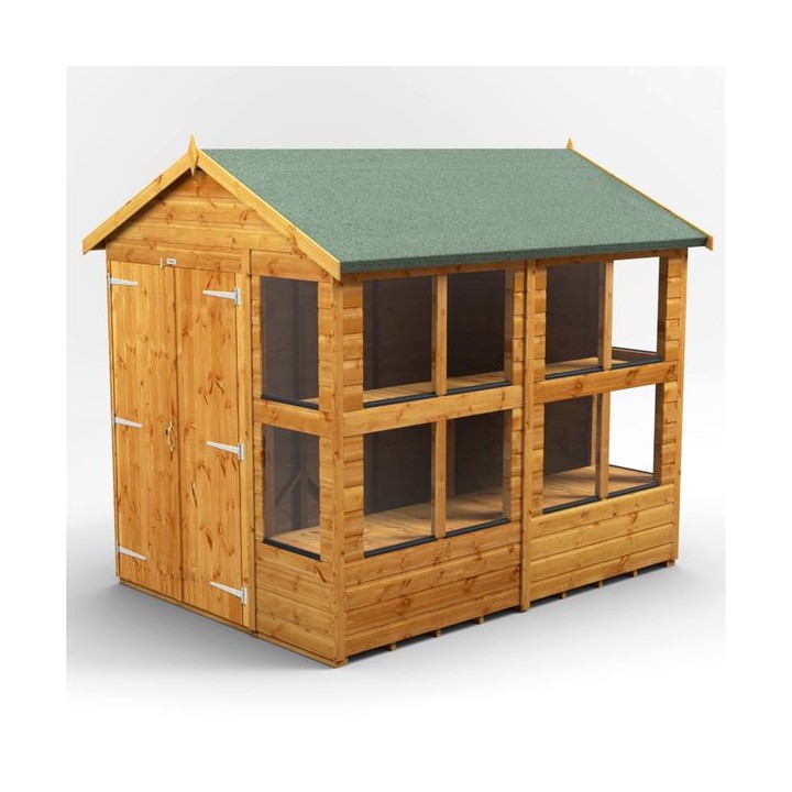 8 x 6 Power Apex Double Door Potting Shed