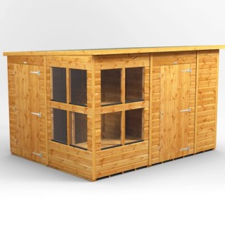10 x 8 Power Pent Potting Shed With 6ft Side Store