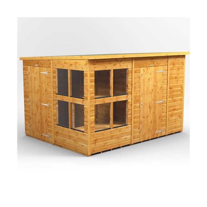 10 x 8 Power Pent Potting Shed With 6ft Side Store