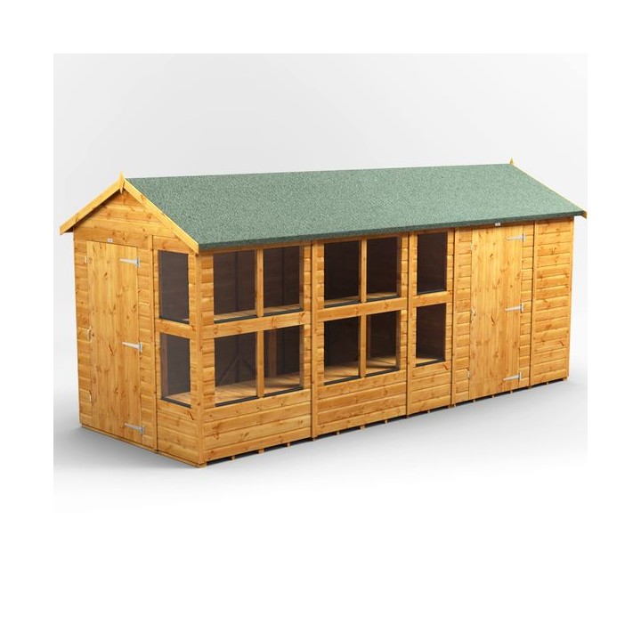 16 x 6 Power Apex Potting Shed With 6ft Side Store