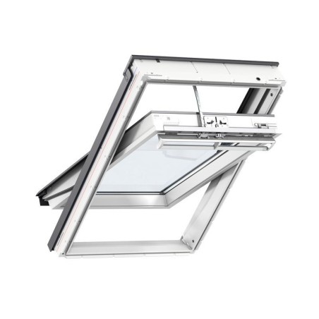 VELUX Electric Centre Pivot Roof Window White Maintenance Free Polyurethane 550mm x 1178mm Triple Gl