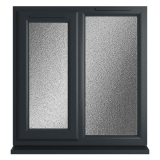 Crystal Double Glazed uPVC Window Grey/White Left Hung 905mm x 965mm Obscure