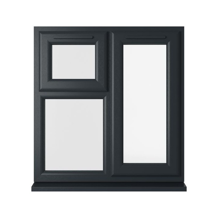 Crystal Double Glazed uPVC Grey/White Window Top & Right Hung 905mm x 965mm Clear