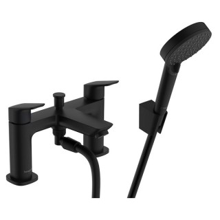 Hansgrohe Logis 2-hole rim mounted bath mixer with diverter valve & Vernis Blend hand shower Vario - Matt Black - 71438670