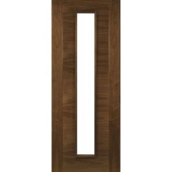 Deanta Seville Prefinished Walnut Glazed 1 Lite Fire Door 30m 1981mm x 610mm x 45mm