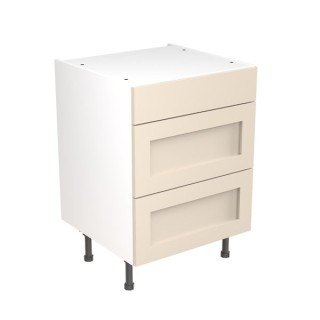 Flatpack Three Drawer Base Unit Shaker Ultra Matt Cashmere 600mm - FKKH0606