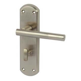 Varthern Lever Handle with Backplates for Bathroom Lock Satin Nickel 901.78.325