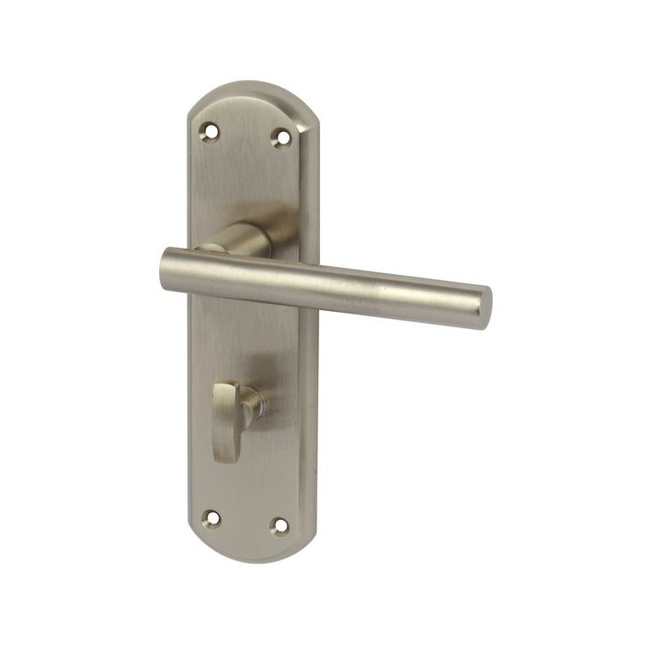 Varthern Lever Handle with Backplates for Bathroom Lock Satin Nickel 901.78.325