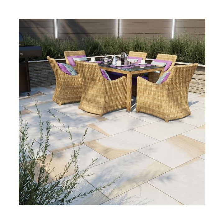 Talasey Premiastone Sandstone Natural Stone Patio Paving York Mix Flame 600 x 900mm