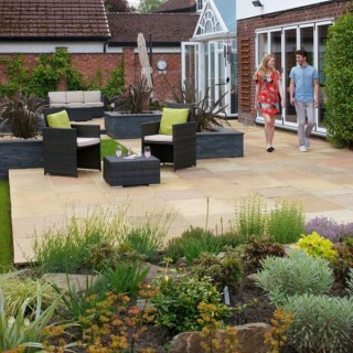 Marshalls Indian Sandstone Natural Stone Paving Buff Multi 915 x 610mm