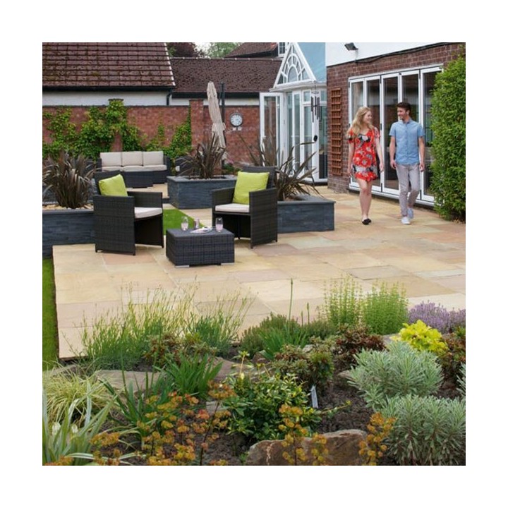 Marshalls Indian Sandstone Natural Stone Paving Buff Multi 915 x 610mm