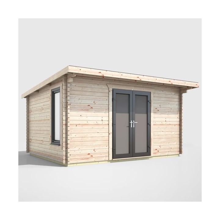 14 x 10 Power Pent Log Cabin Centre Doors