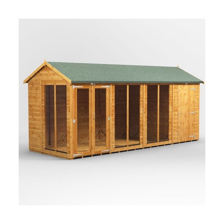 16 x 6 Power Apex Summerhouse With 4ft Side Store