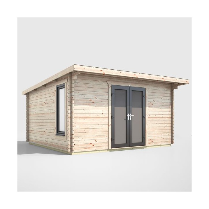 14 x 12 Power Pent Log Cabin Centre Doors