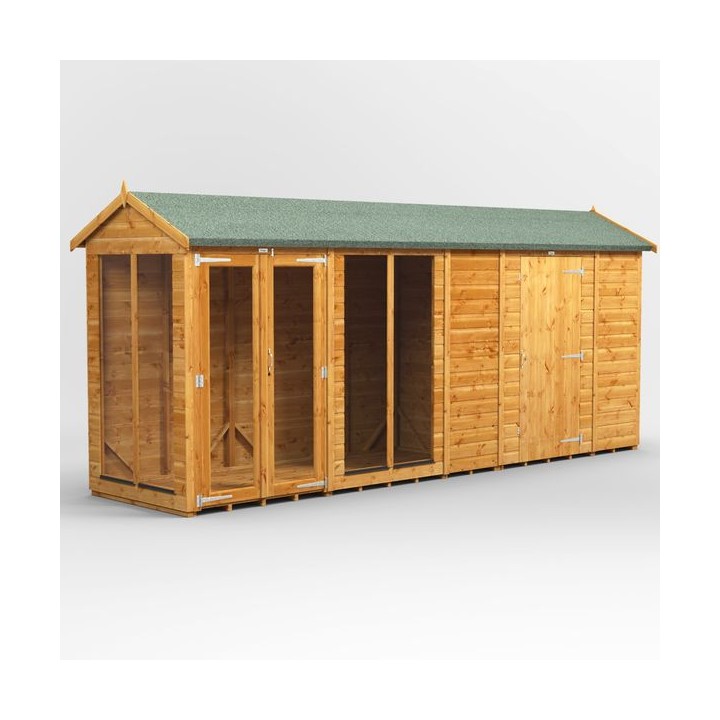 16 x 4 Power Apex Summerhouse With 6ft Side Store
