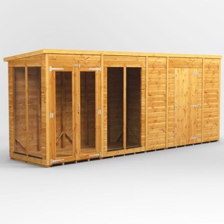 16 x 4 Power Pent Summerhouse With 6ft Side Store