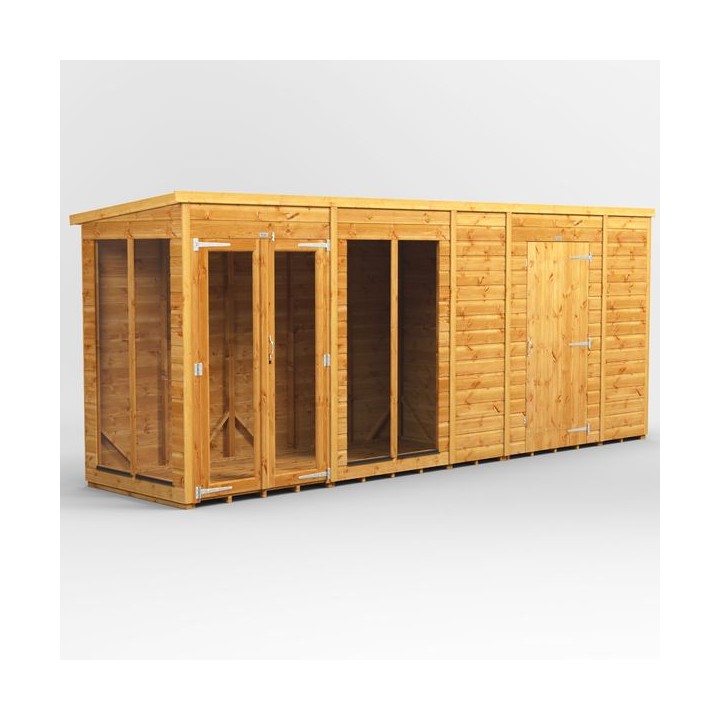 16 x 4 Power Pent Summerhouse With 6ft Side Store