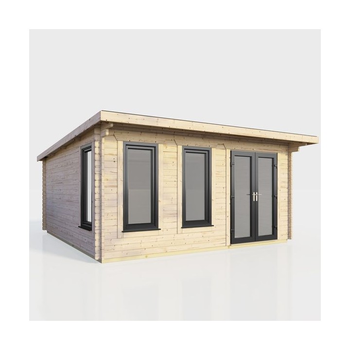 16 x 14 Power Pent Log Cabin Right Doors