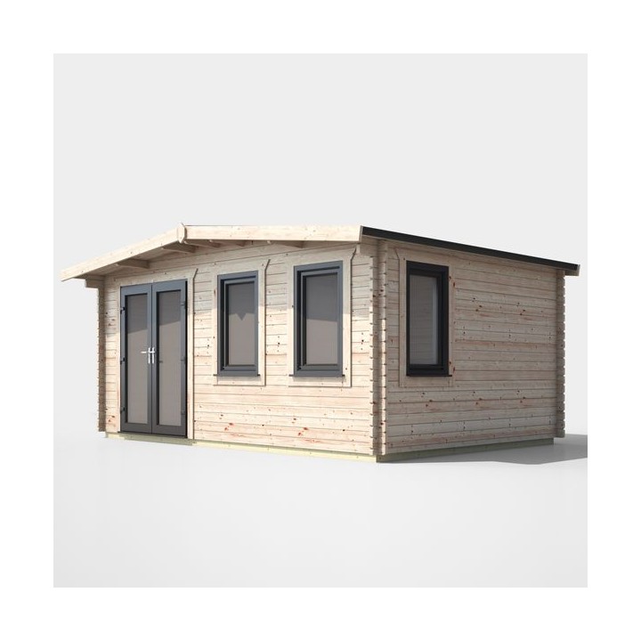 12 x 16 Power Chalet Log Cabin Left Doors