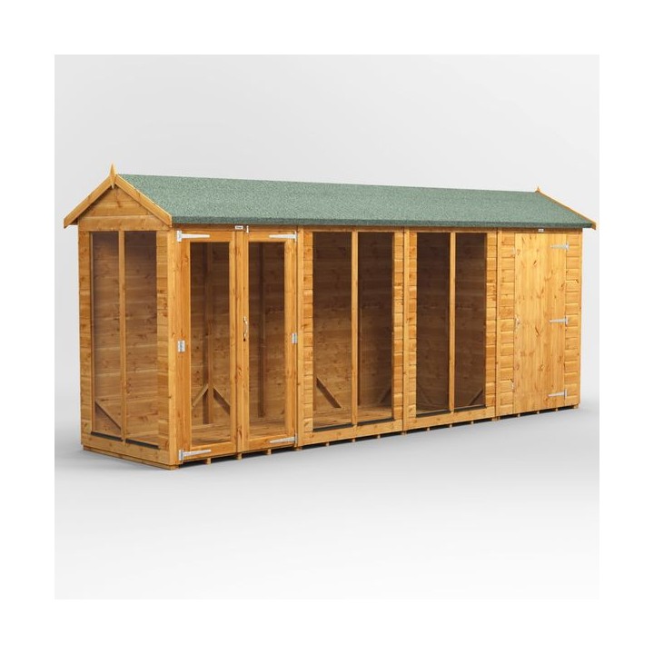 16 x 4 Power Apex Summerhouse With 4ft Side Store